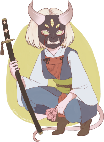 She Doesn't Have A Name, Or A Campaign I'm Actually - Samurai Tiefling (540x630), Png Download