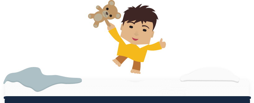 Kid Jumping On Memory Foam Mattress - Cartoon (819x332), Png Download