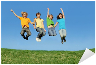 Happy Group Of Kids Or Children Jumping Sticker • Pixers® - Tenagers Jumping (400x400), Png Download