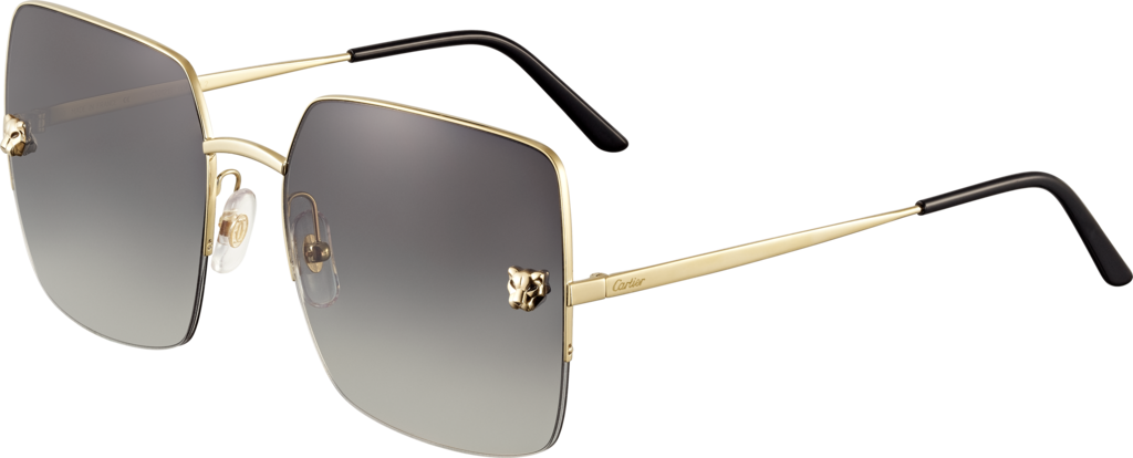 Panthère De Cartier Sunglasseschampagne Golden-finish - Ray-ban Round Metal (1024x414), Png Download