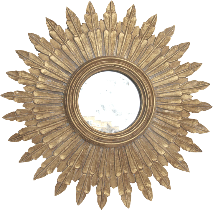 Small Gold Leaf Starburst Mirror With Antique Mirror - Worlds Away Small Starburst Accent Mirror Santo G (800x800), Png Download