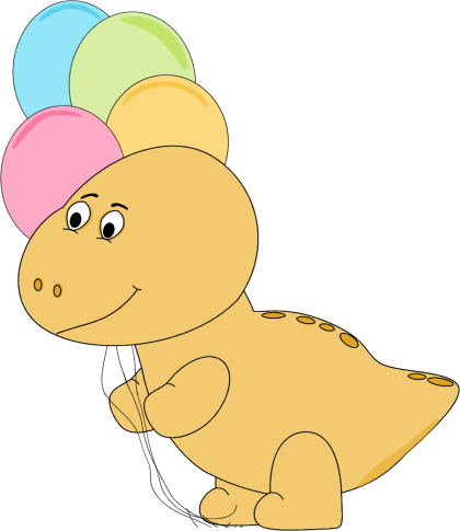 Dinosaur With Balloons - Cute Dinosaur With Balloons (420x485), Png Download