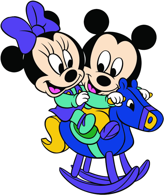 Baby Mickey Minnie Rocking Horse - Mickey E Minnie Baby (575x687), Png Download