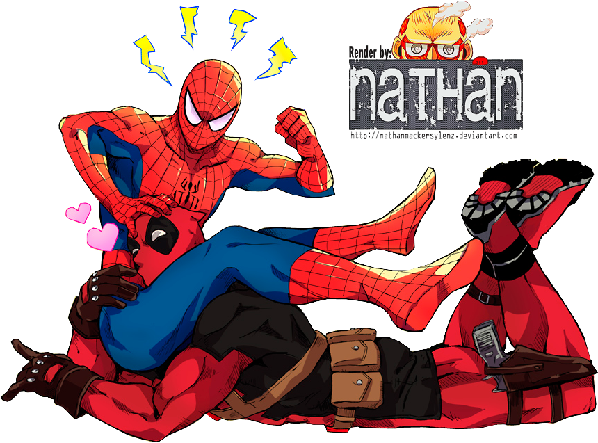 Homem Aranha E Deadpool Yaoi - Deadpool X Homem Aranha Yaoi (900x665), Png Download