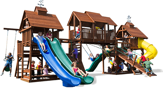 Adventure Mountain Swingset By Kid's Creations - Best Swing Set Ever (587x308), Png Download