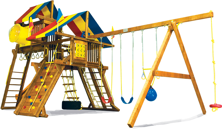 Rainbow's Monster Castle Pkg Iv Cover Shot 71a Swingset - Rainbow Swing Set (892x447), Png Download
