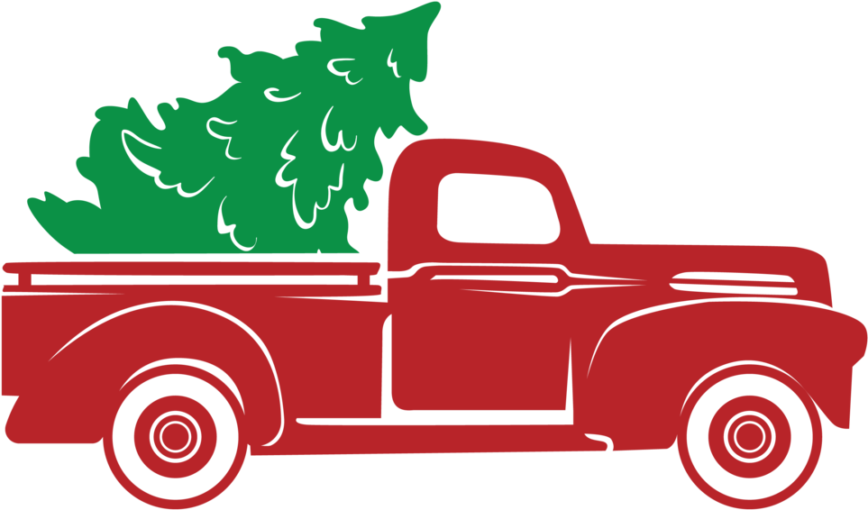 Red Truck Christmas Tree *stencil Only* - Christmas Truck Svg Free (1060x1060), Png Download