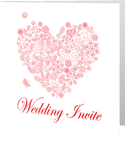 Red Heart With Swirls 3d - Wedding (500x500), Png Download