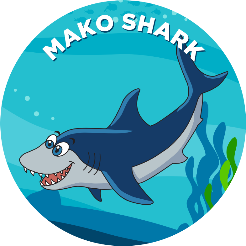Clipart Shark School - Mako Shark Cartoon (800x800), Png Download