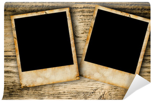 Grunge Photo Frames On Wooden Plank Background Wall - Photograph (400x400), Png Download