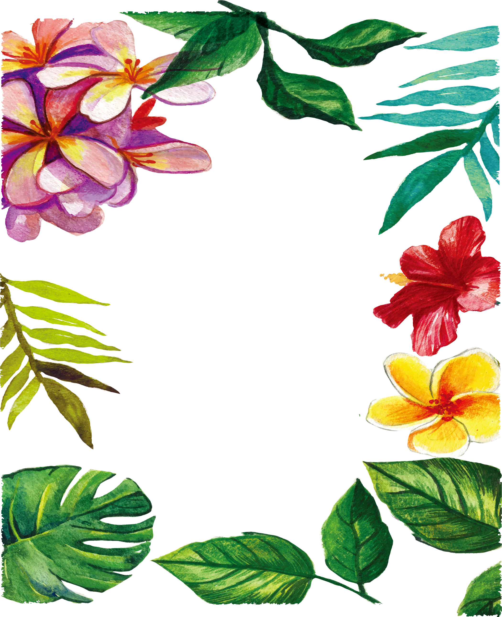 Picture Black And White Library How To Make Watercolor - Marcos Para Hojas De Flores (2101x2582), Png Download