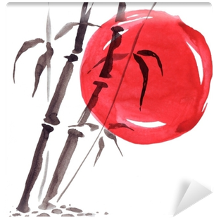 Watercolor Hand Painting Illustration Wall Mural • - Pintura Japonesa Aquarela (400x400), Png Download