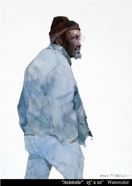 Aristotle - Dean Mitchell - Watercolor - Watercolor Painting (625x675), Png Download