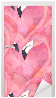 Seamless Pattern With Watercolor Pink Flamingo Couple - Paper Place A4 Wiro Flamingo Notebook (400x400), Png Download