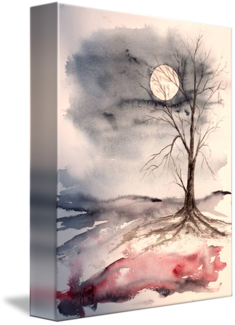 Moon Light Gothic Landscape Painting By Derek Mccrea - Gallery-wrapped Canvas Art Print 8 X 10 Entitled Moon (470x650), Png Download