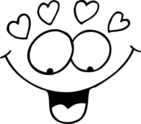 Googly Eyes Valentine 2 Art Sheet Page Black White - Fun Cartoon Black And White (555x489), Png Download
