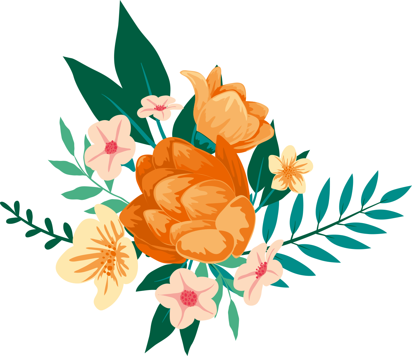 Banner Library Stock Beans Clipart Watercolor - Watercolor Orange Flower Design (1326x1144), Png Download