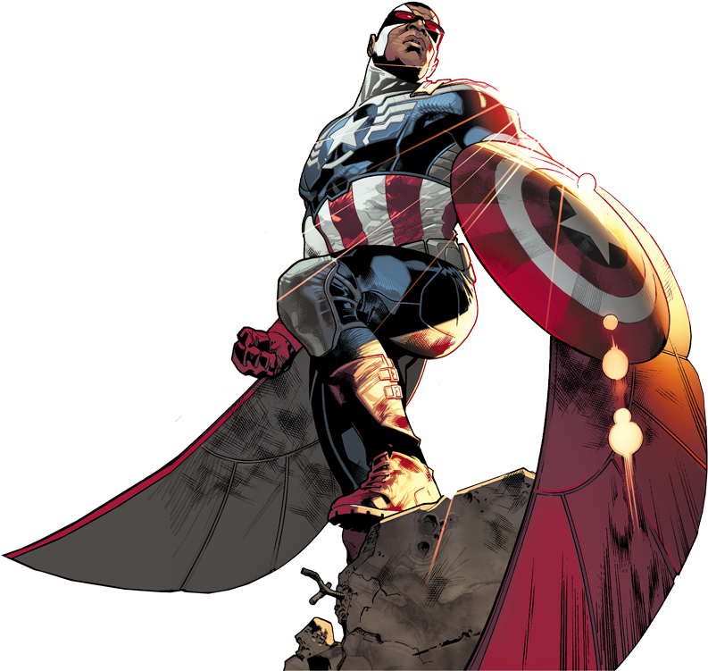The Rise Of The Black Superhero - Marvel Captain America Falcon Comic (800x751), Png Download