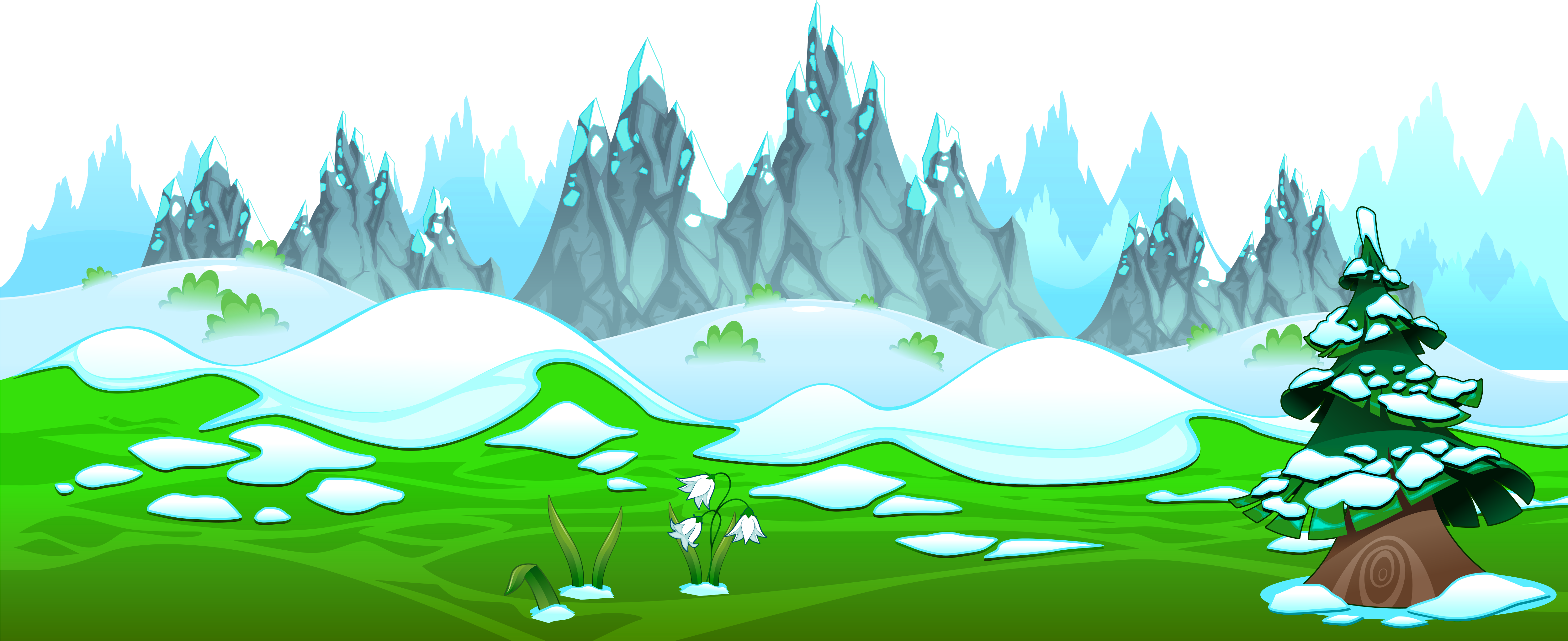 Early Spring With Icy Mountains Ground Png Clipart - Clipart Mountain (4999x2256), Png Download