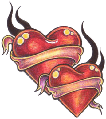 Heart Duo Tattoo - Heart Tattoo Png (400x400), Png Download
