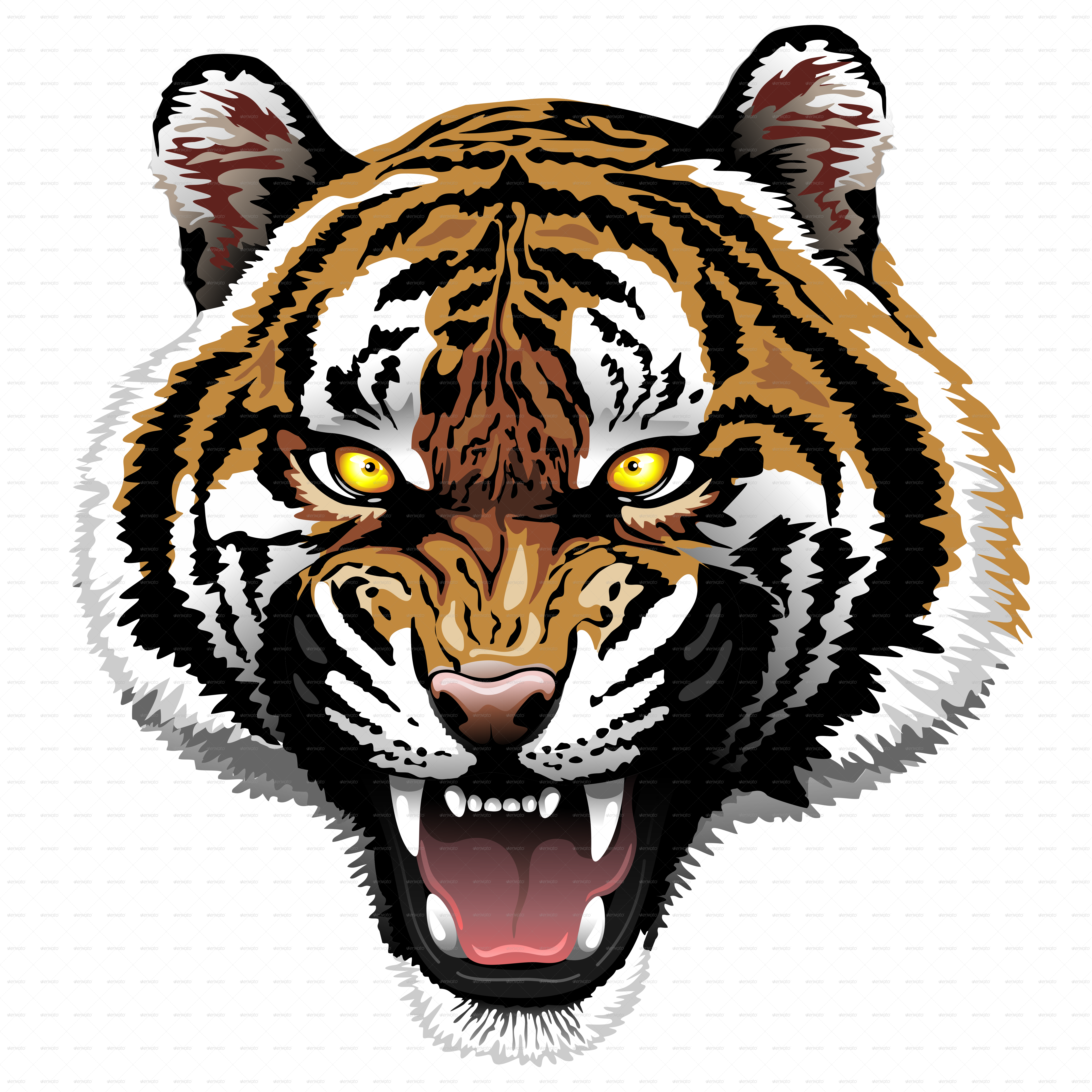 Graphic Library Library Drawing Tiger Abstract - Roaring Tiger Png (6500x6500), Png Download