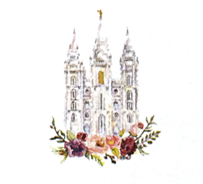 Salt Lake City Temple Watercolor (1024x923), Png Download