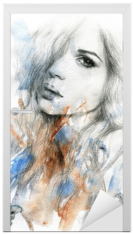 Watercolor Illustration Door Sticker • Pixers® • We - Art Print: Ismagilova's Beautiful Woman. Watercolor (400x400), Png Download