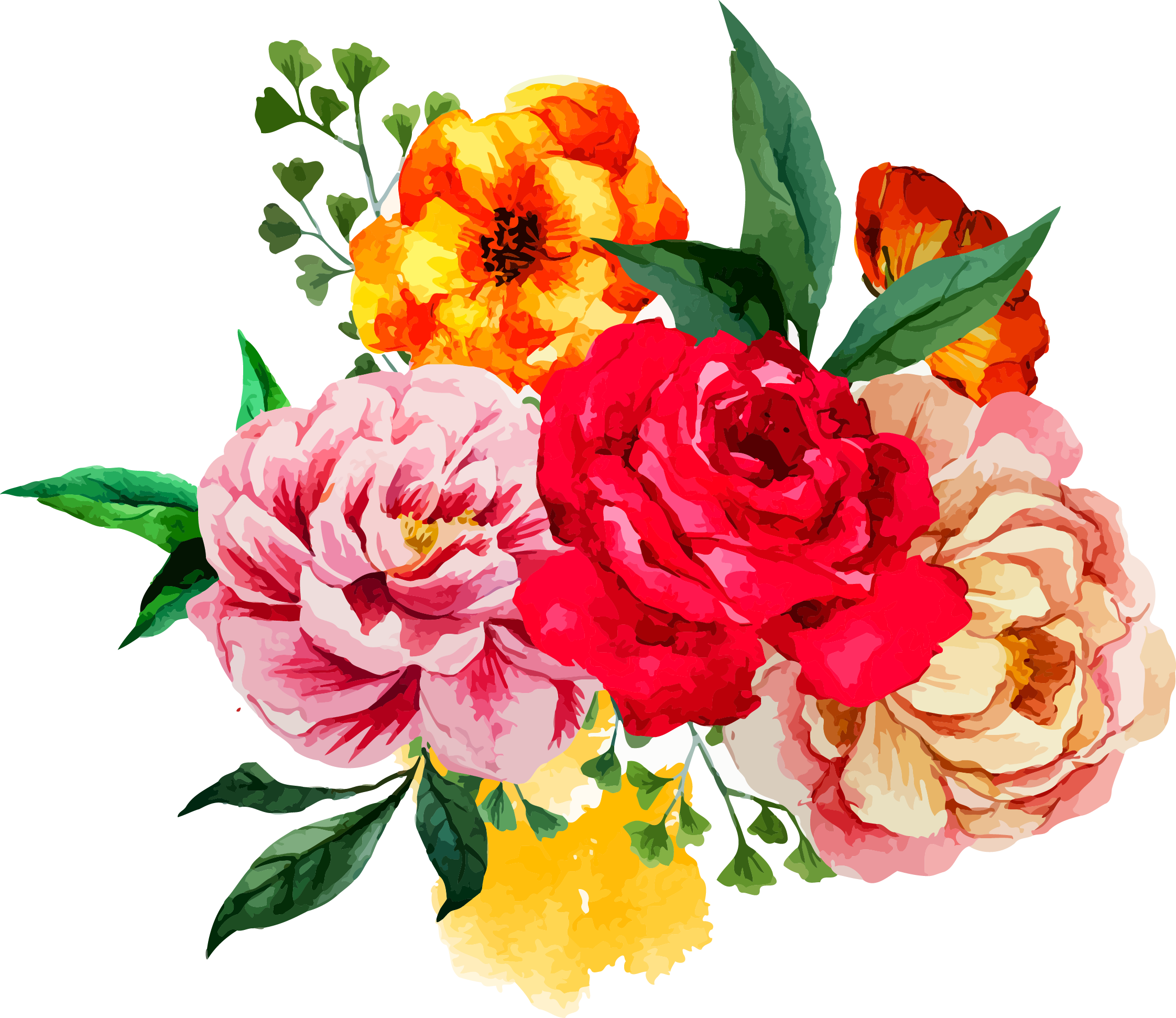 Watercolor Flower Bouquet Png Painting Clip Art Peony (2244x1942), Png Download