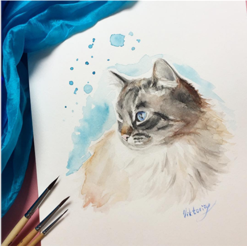 This Lovely Portrait Was Made By Victoria Art - Tabby Cat (653x500), Png Download
