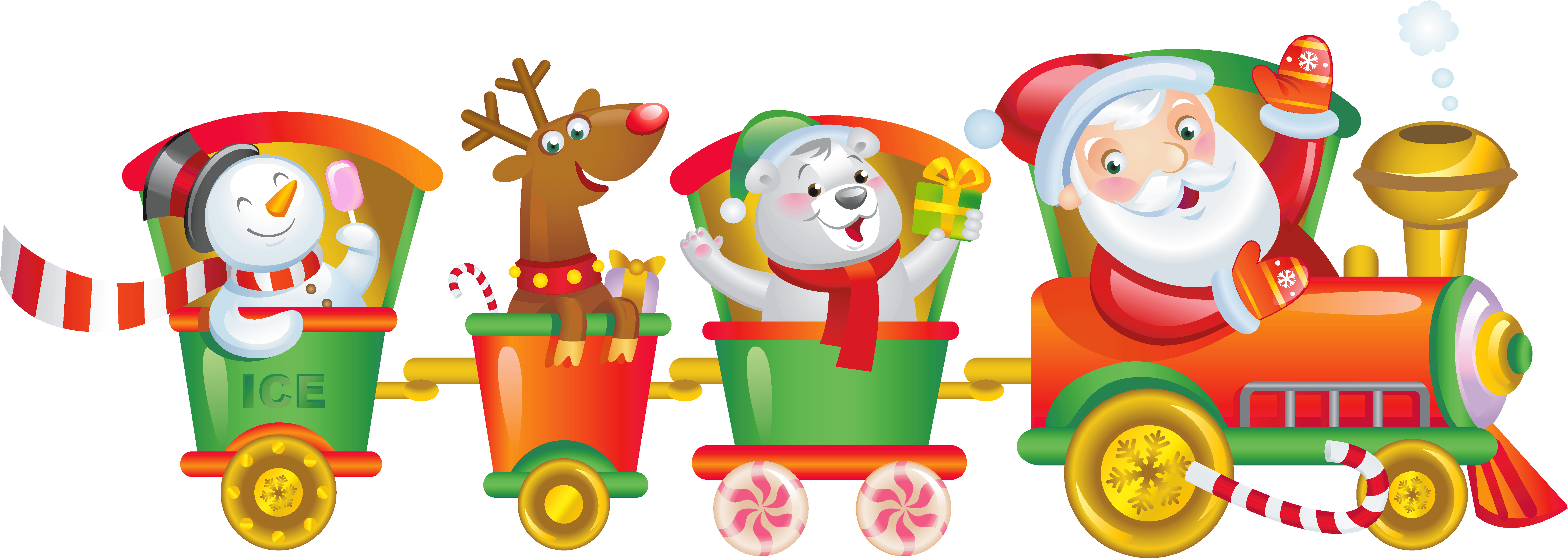 Santa Train Clip Art (6034x2277), Png Download