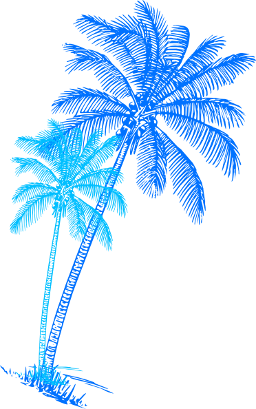 Palm Tree Clipart Colorful - Blue Palm Tree Png (372x594), Png Download