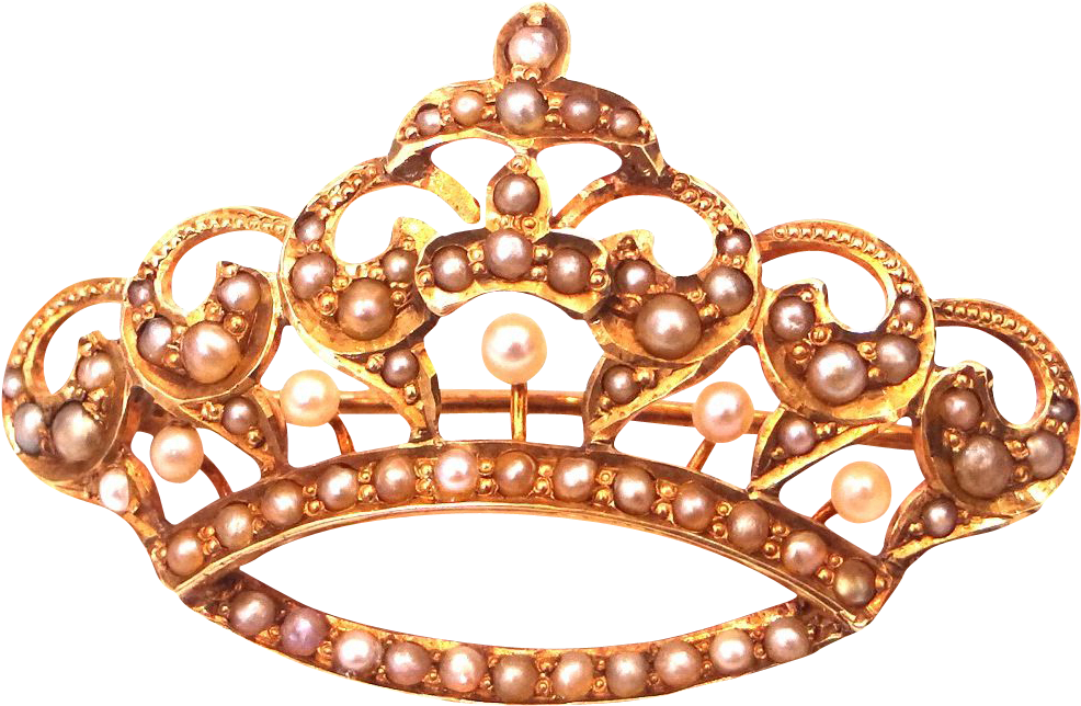 14k Gold & Seed Pearls Victorian Era Crown Pin Sold - Victorian Era Crown (1007x1007), Png Download
