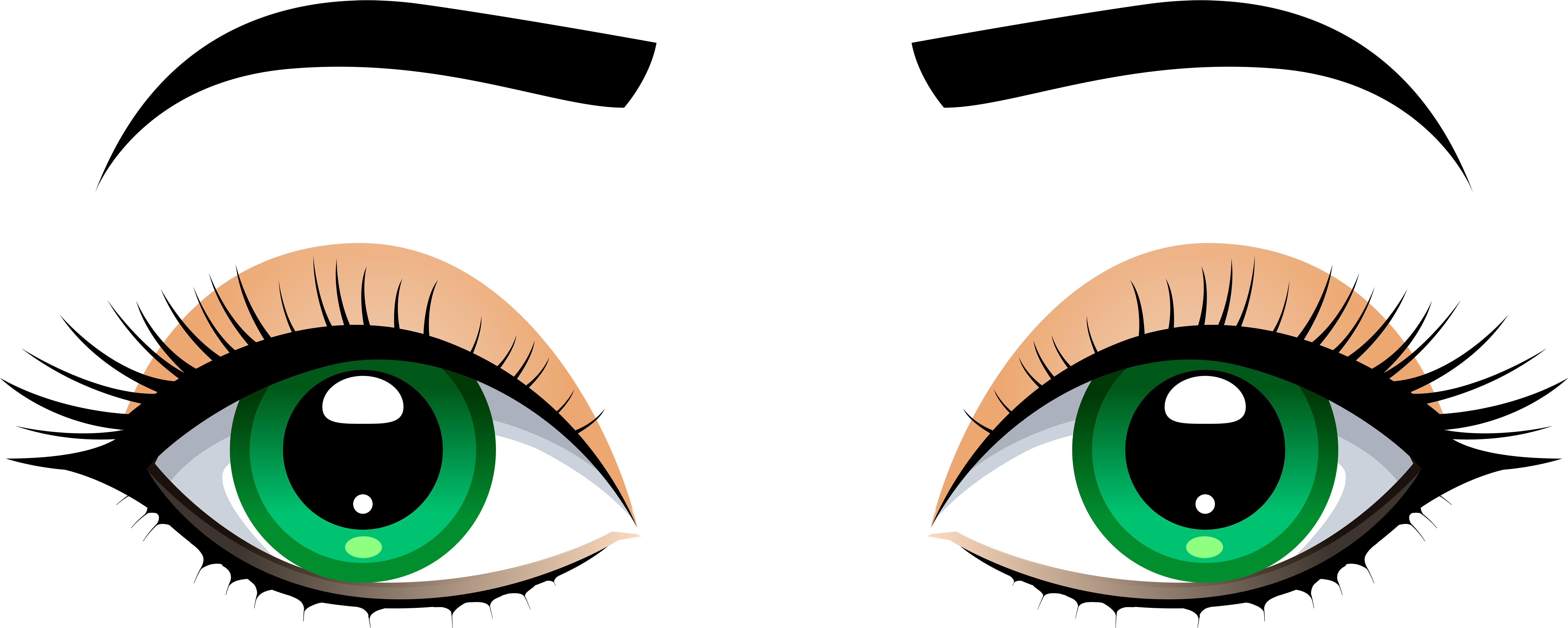 Clip Art Transparent Stock Female Eyes With Eyebrows - Clip Art Eyes (8000x3239), Png Download