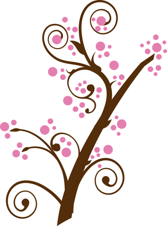 Tree Branch Vector Transparent Library Png - Cherry Blossom Tree Clipart (534x720), Png Download