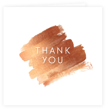 Brushstroke Thank You Card Copper - Copper Thank You Cards (375x387), Png Download