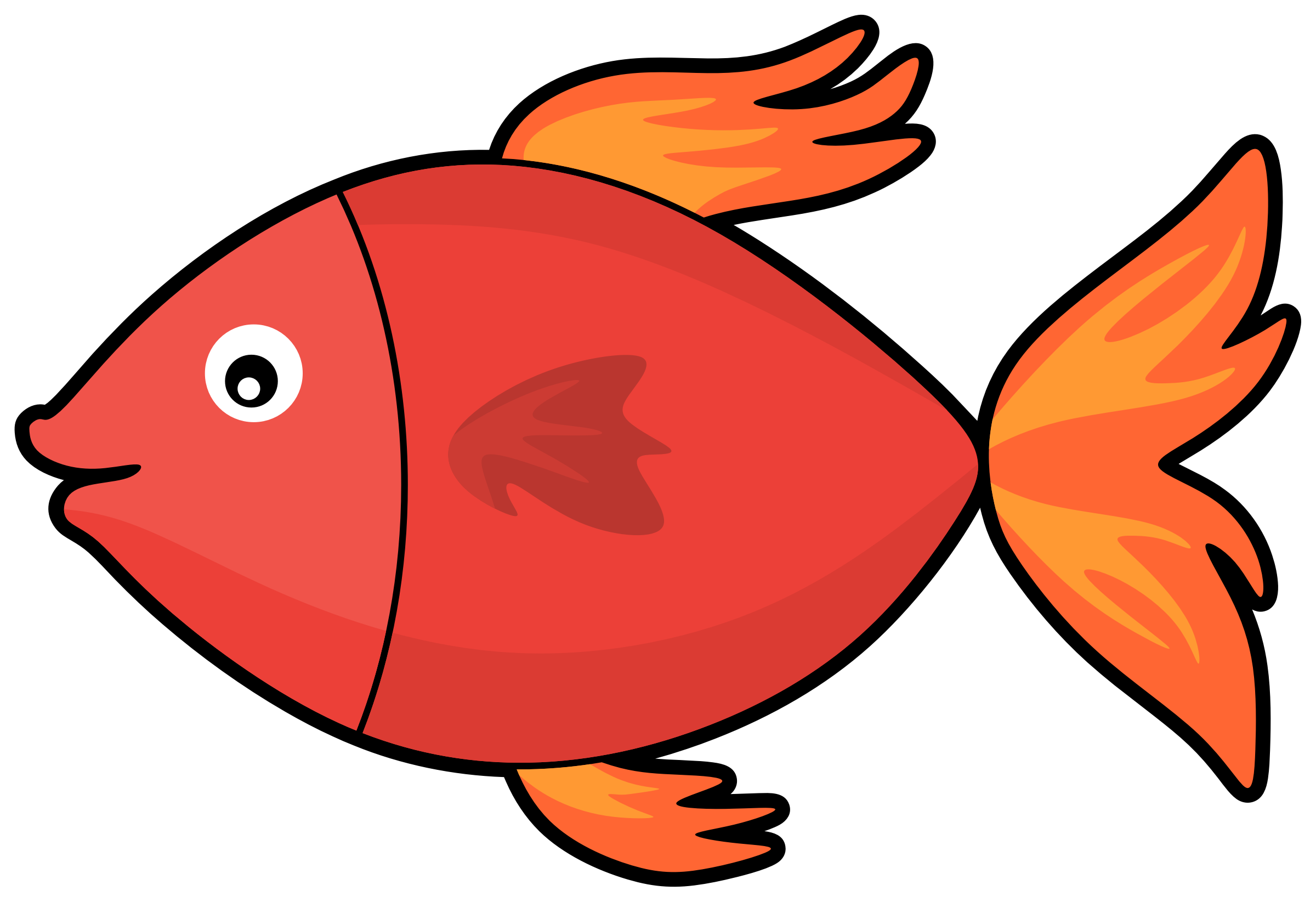 Clipart Cartoon Fish Png - Fish Clipart (2400x1645), Png Download