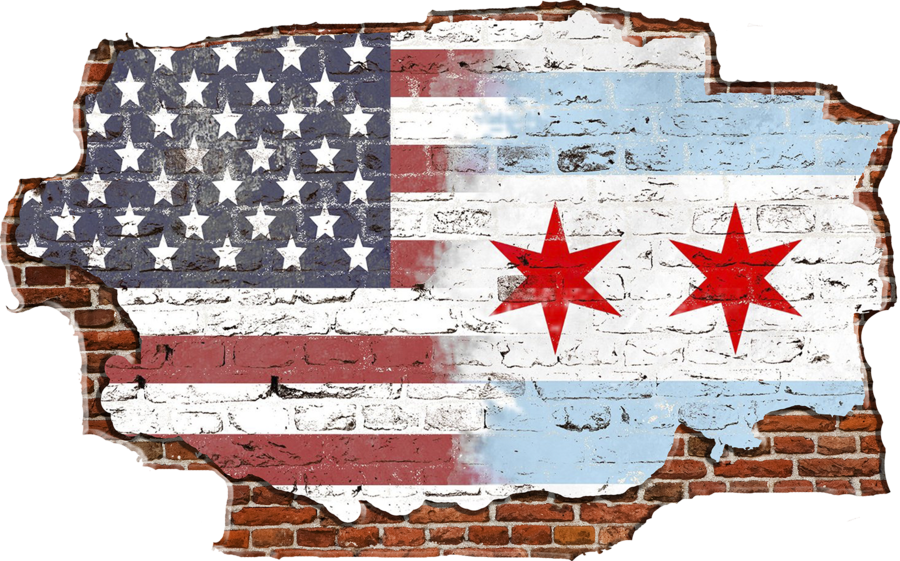 Zapwalls Decals Breaking Chicago American Flag - New York Brooklyn Bridge Skyline Brick (51" X 30") (900x561), Png Download