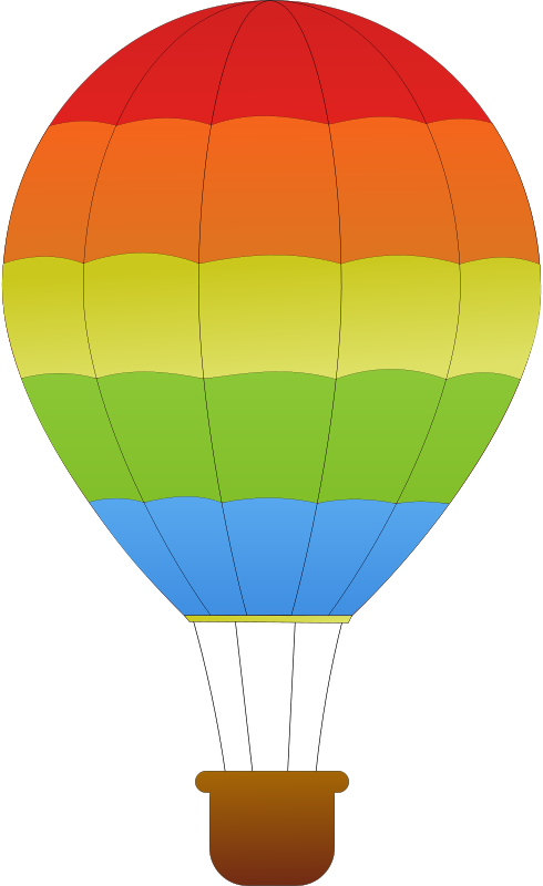 A Hot Air Balloon With A Transverse Stripe - Cute Hot Air Balloon Clipart (490x800), Png Download