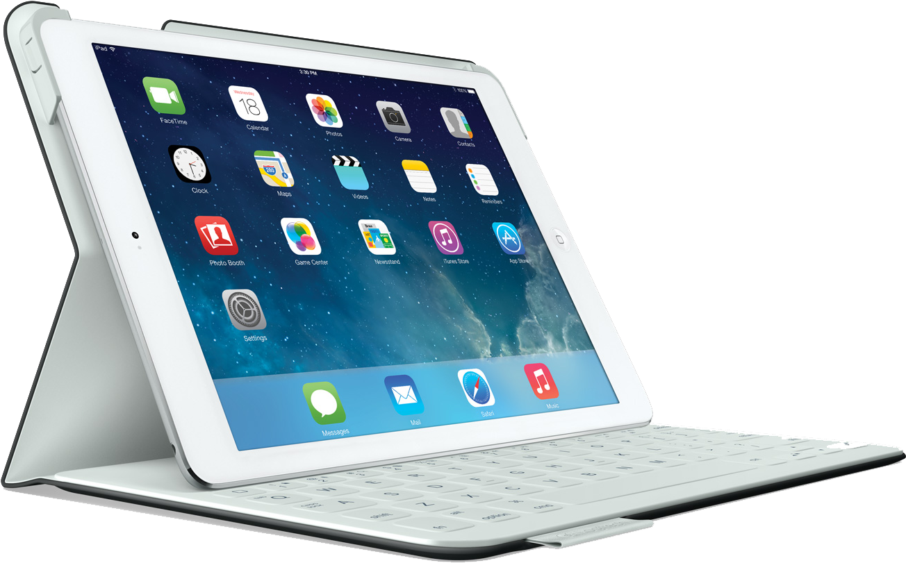 Ipad Tablet Png Hd - Logitech Fabricskin Keyboard Folio (1357x1075), Png Download