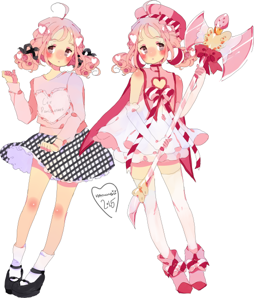 Art Cute Anime Kawaii Manga Pink Watercolor Sweet Oc - Cute Magical Girl Oc (500x586), Png Download