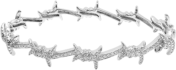 Diamond Barb Wire Bracelet (600x600), Png Download