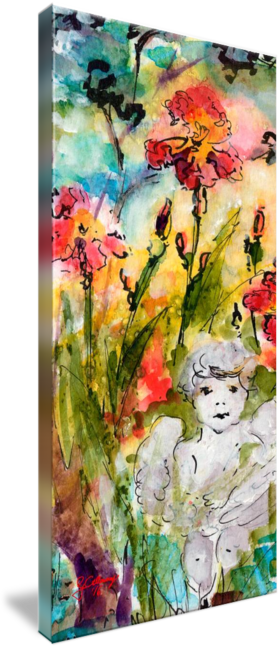 #artprints #angel In The #garden #watercolor And Ink" - Watercolor Paint (280x650), Png Download