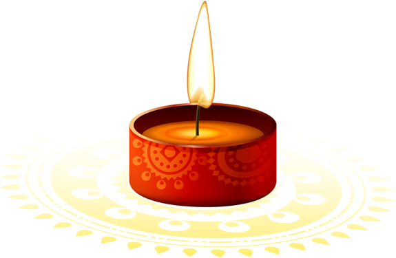 Diwali Candle Png With Rangoli - Diwali Candle Png (600x493), Png Download