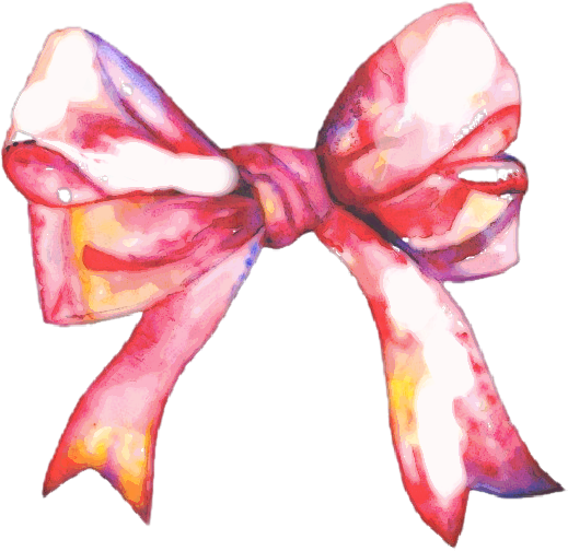 Watercolor Ribbon Bow Daylysticker ❤ Freetoedit - Painting Of A Bow (519x504), Png Download
