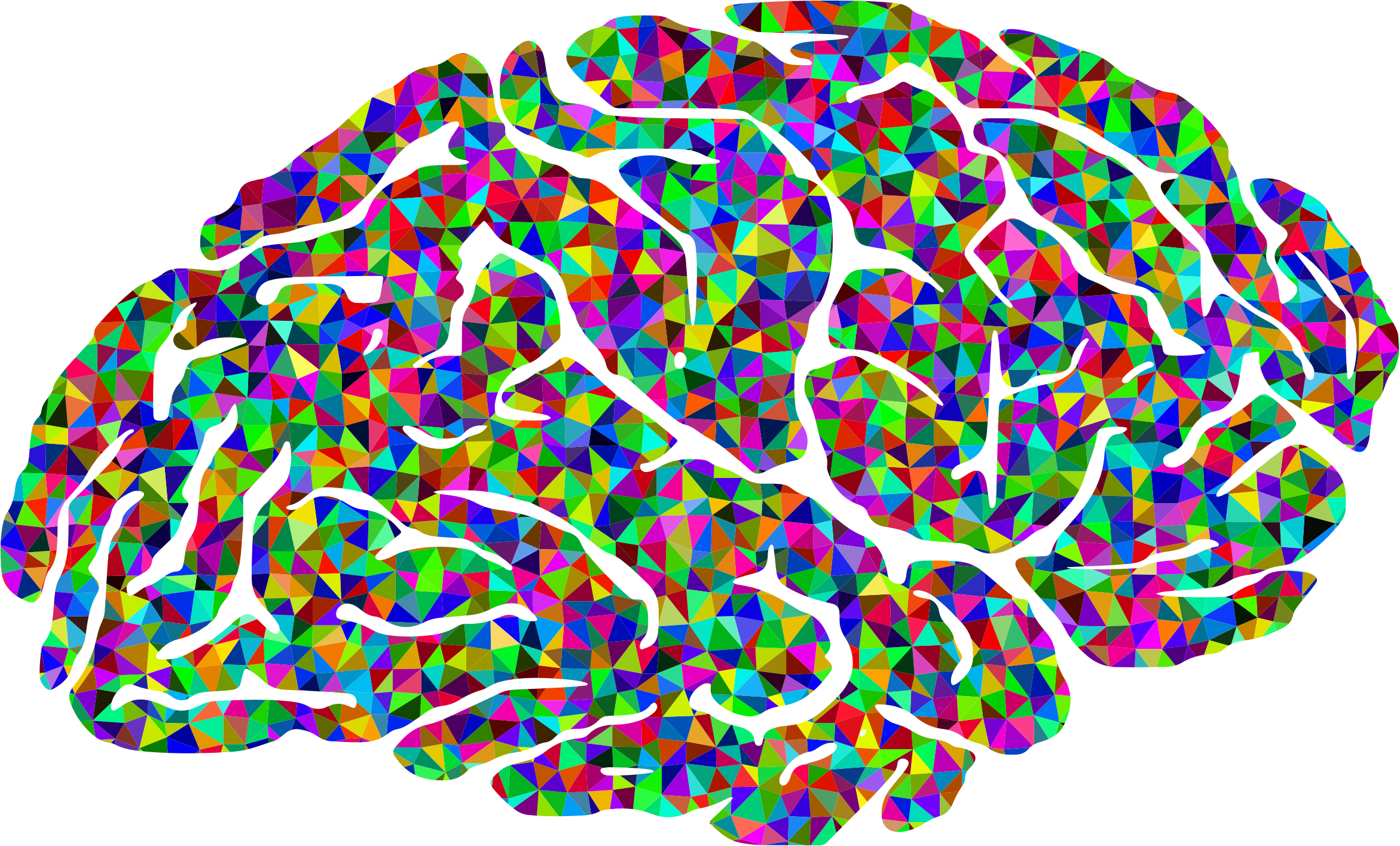 This Free Icons Png Design Of Prismatic Low Poly Brain (2342x1416), Png Download