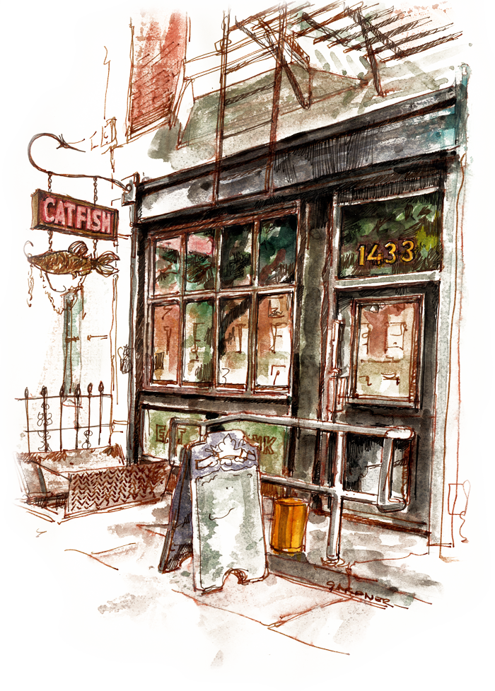 Crown Heights By Róisín Curé - Watercolor Restaurant (700x977), Png Download