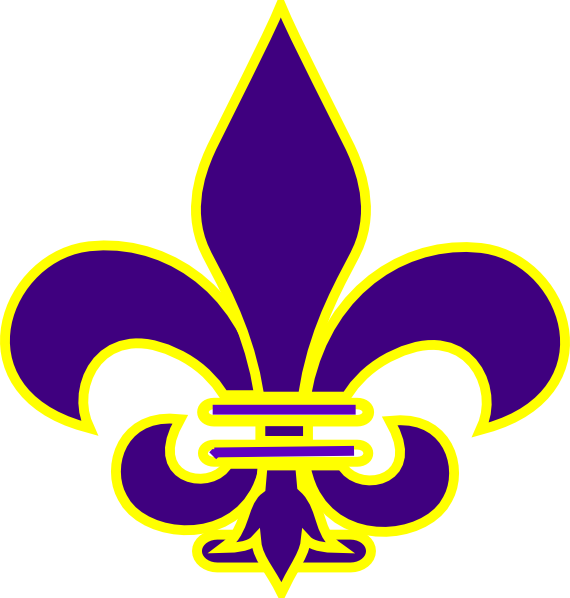 Purple And Gold Fleur De Lis (570x598), Png Download