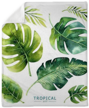 Hand Drawn Watercolor Tropical Plants Set - Jungle Plants Watercolor (400x400), Png Download