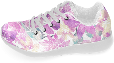 Watercolor Flower Pattern Men's Running Shoes - Walking Shoe (500x500), Png Download