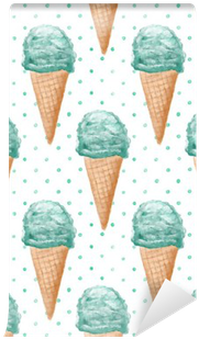 Seamless Watercolor Pattern With Ice Cream Cones Hand - Watercolor Painting (400x400), Png Download